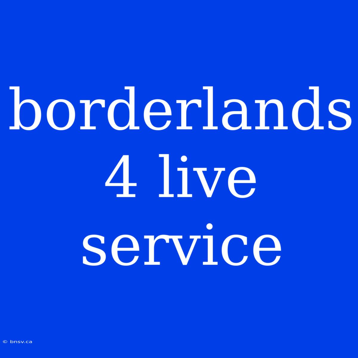 Borderlands 4 Live Service