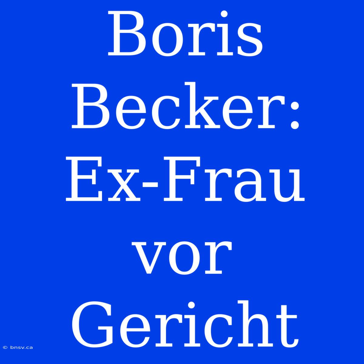 Boris Becker: Ex-Frau Vor Gericht