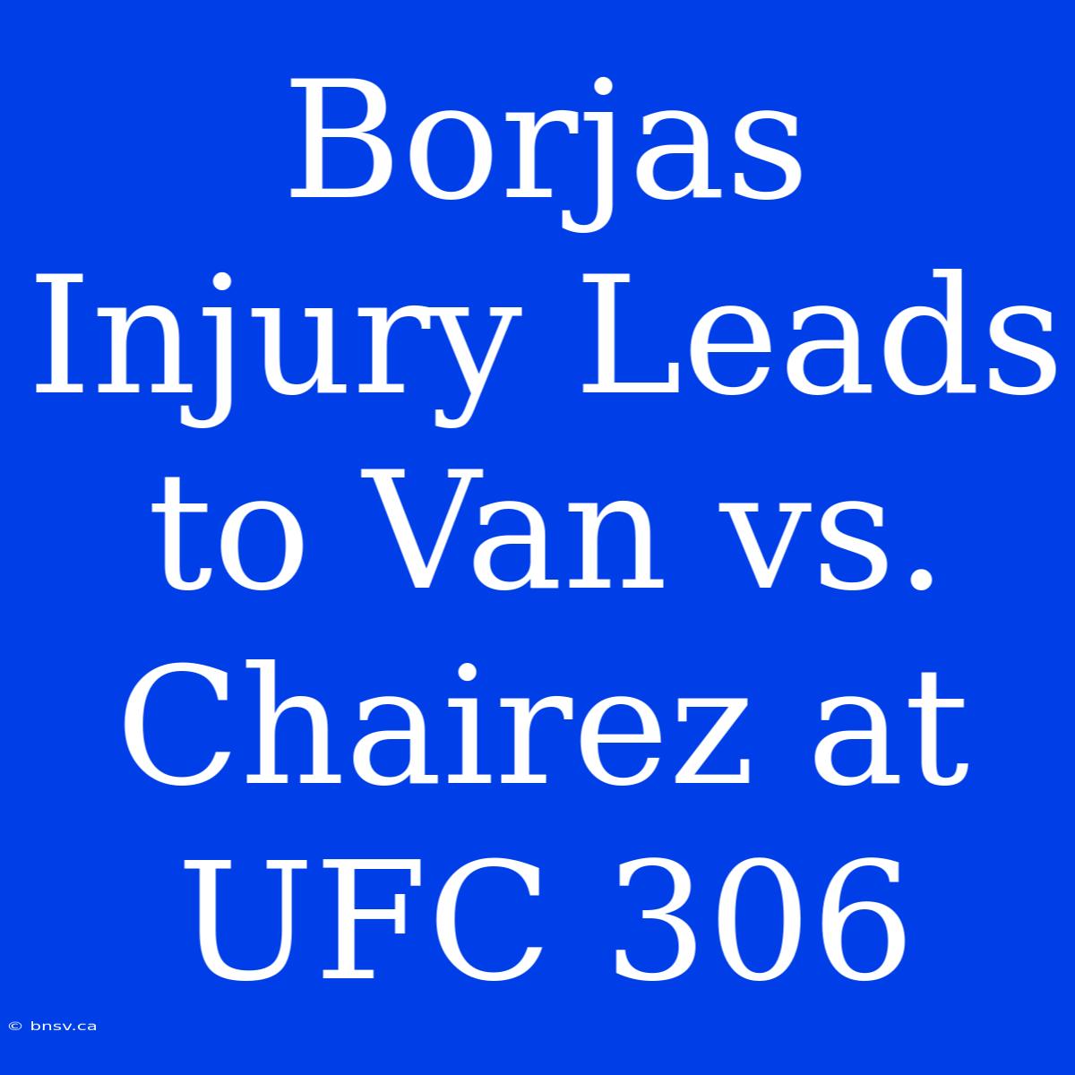 Borjas Injury Leads To Van Vs. Chairez At UFC 306