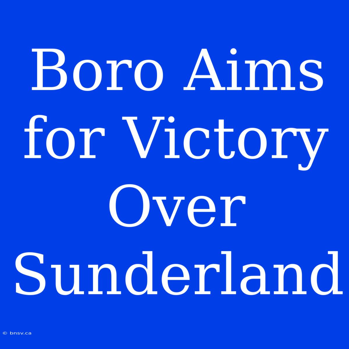 Boro Aims For Victory Over Sunderland