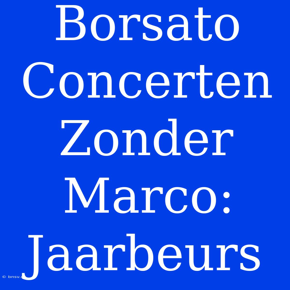 Borsato Concerten Zonder Marco: Jaarbeurs