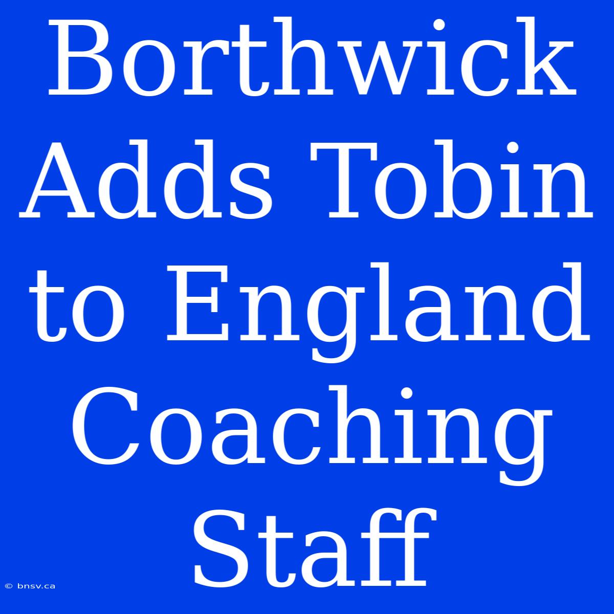 Borthwick Adds Tobin To England Coaching Staff