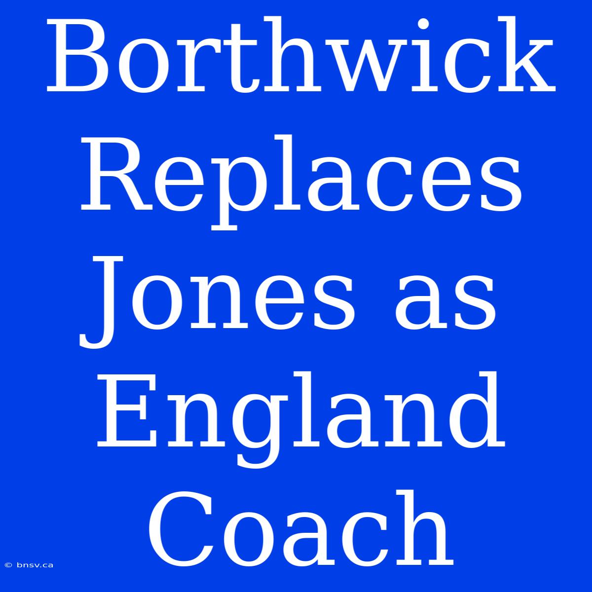 Borthwick Replaces Jones As England Coach