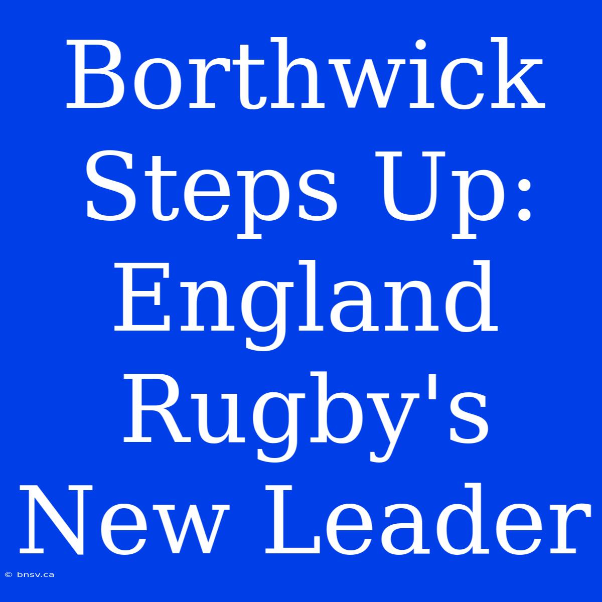 Borthwick Steps Up: England Rugby's New Leader