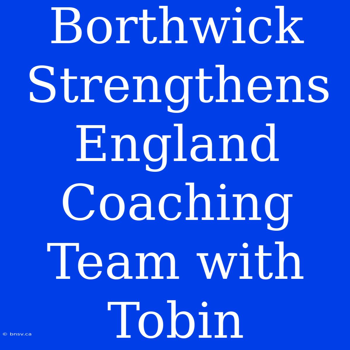 Borthwick Strengthens England Coaching Team With Tobin