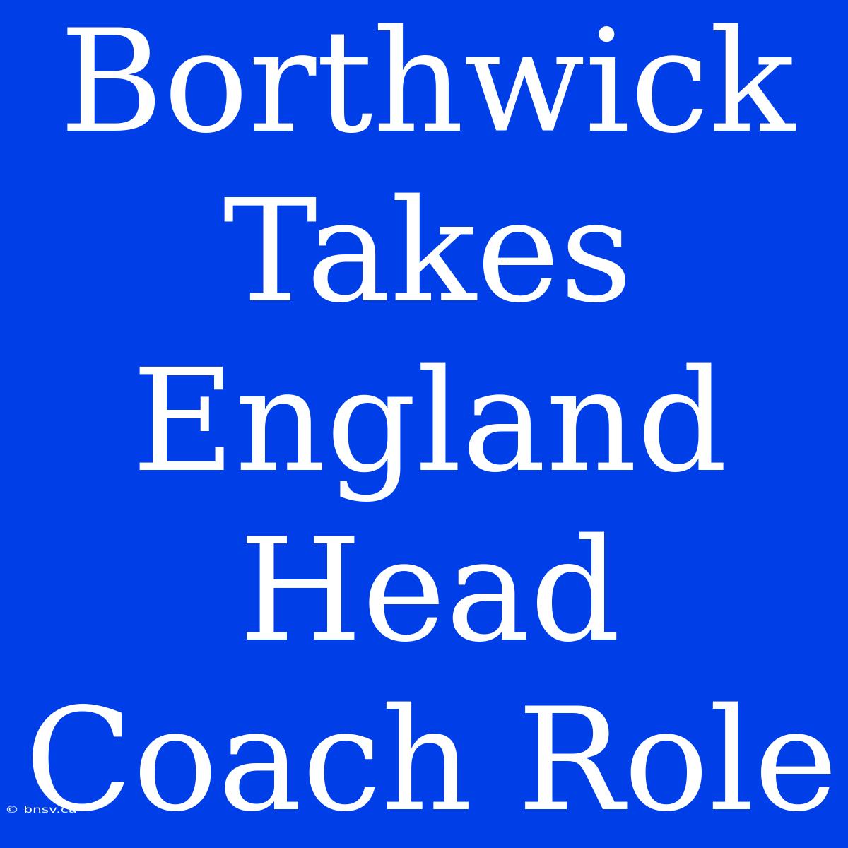 Borthwick Takes England Head Coach Role