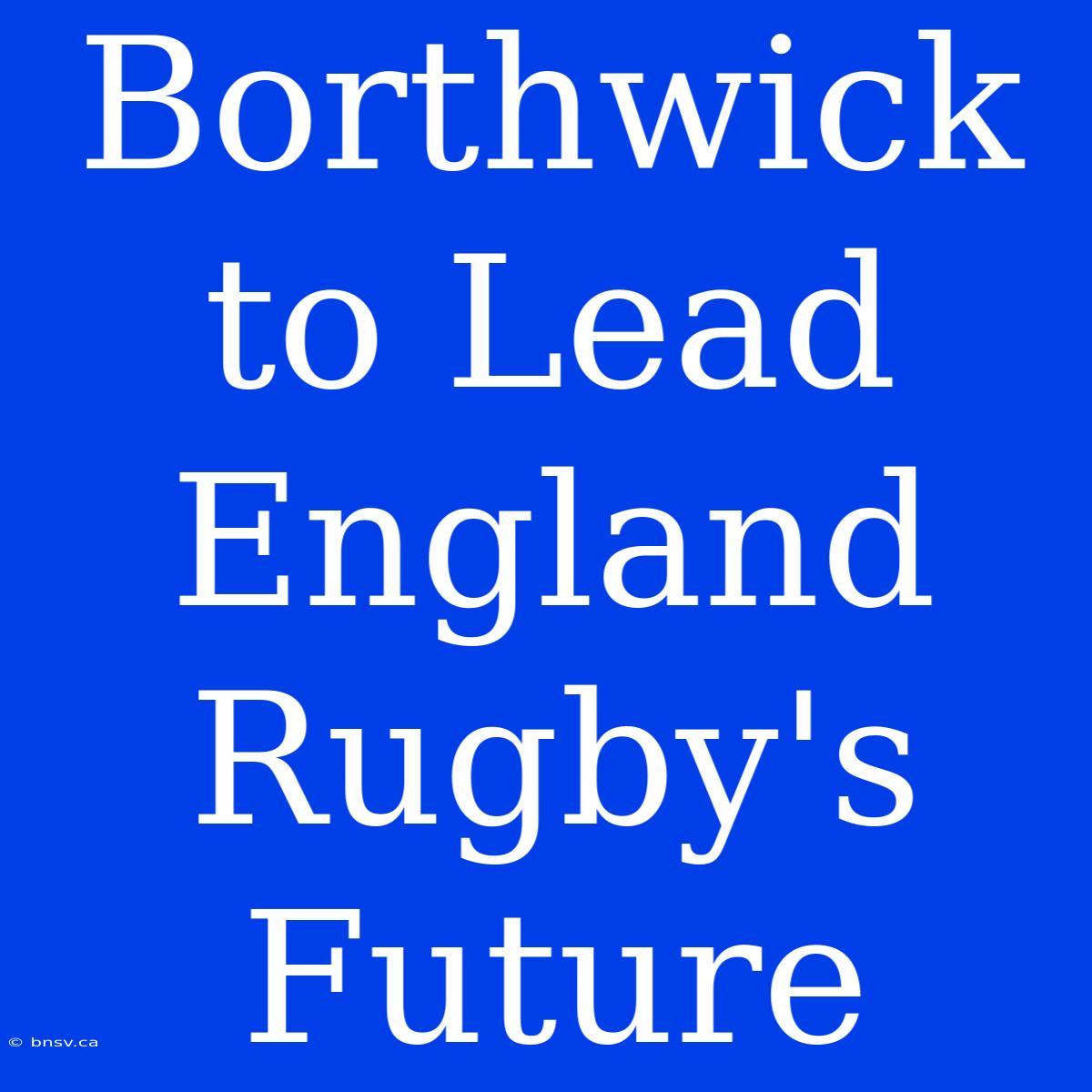 Borthwick To Lead England Rugby's Future