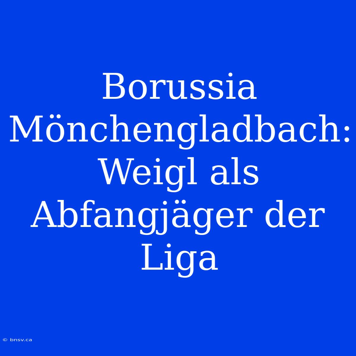 Borussia Mönchengladbach: Weigl Als Abfangjäger Der Liga