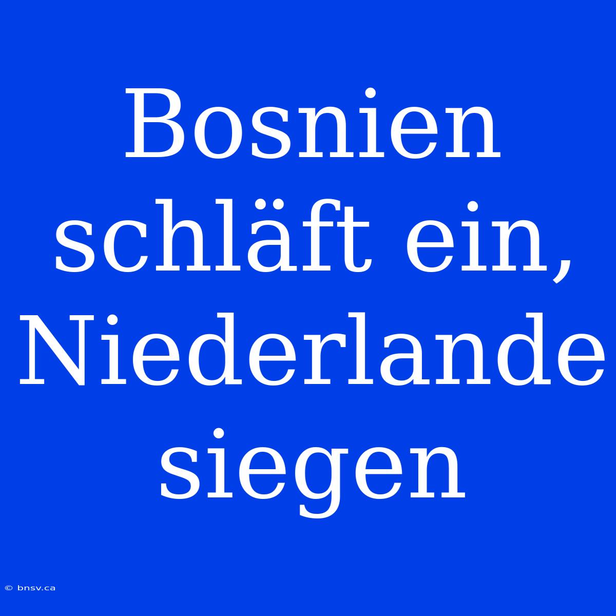 Bosnien Schläft Ein, Niederlande Siegen