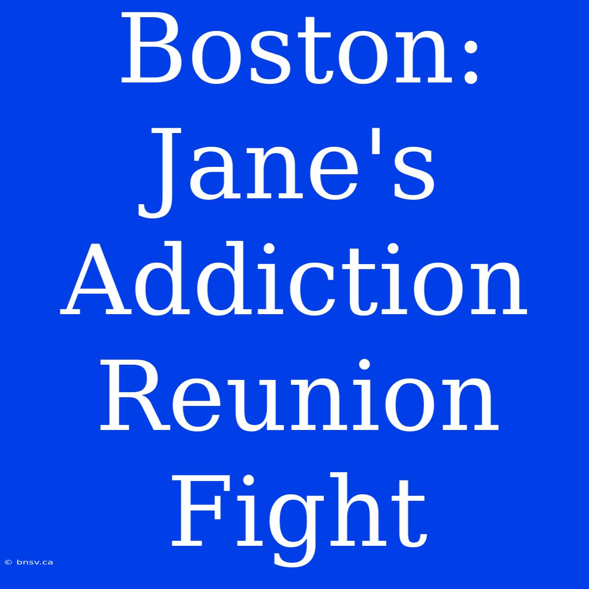 Boston: Jane's Addiction Reunion Fight