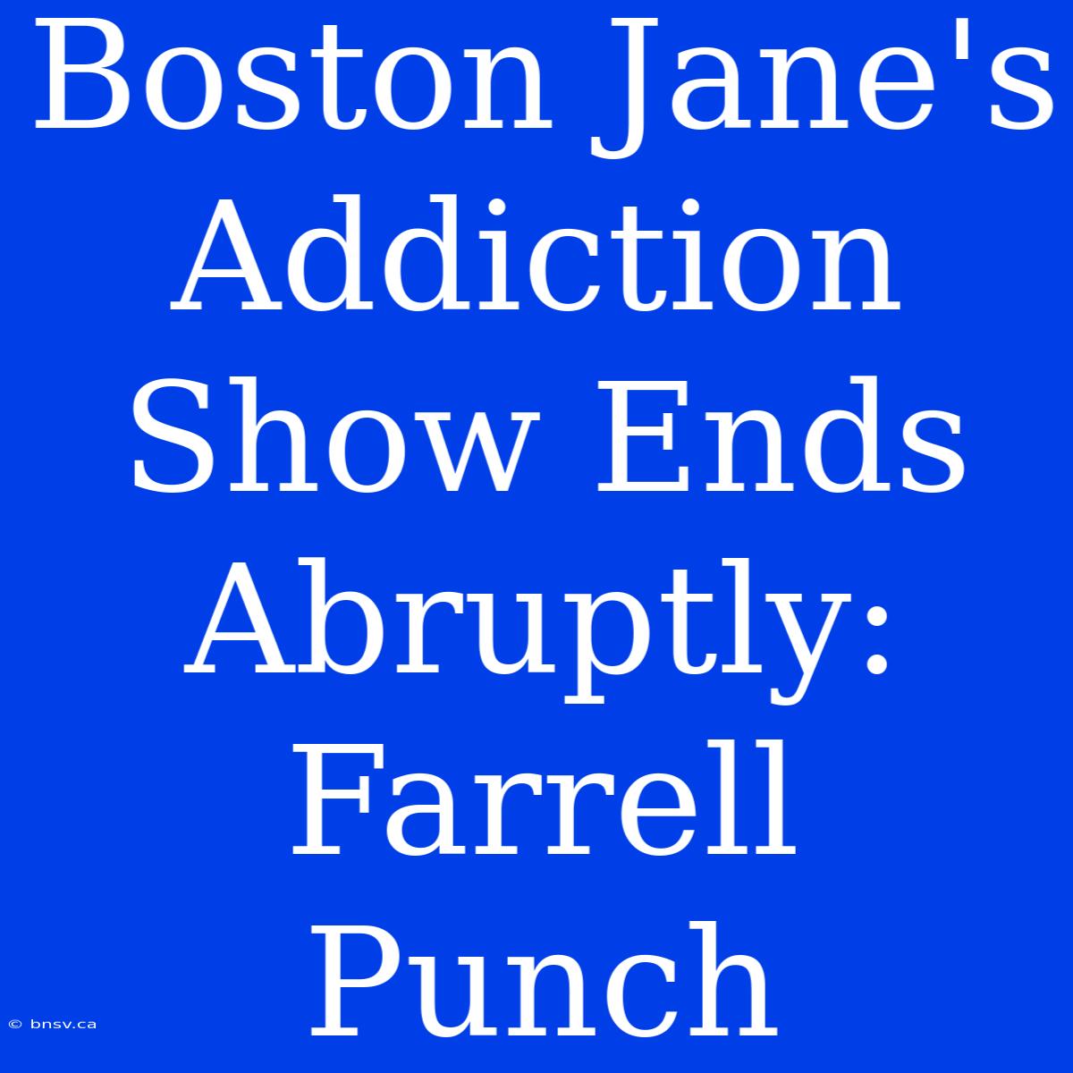 Boston Jane's Addiction Show Ends Abruptly: Farrell Punch