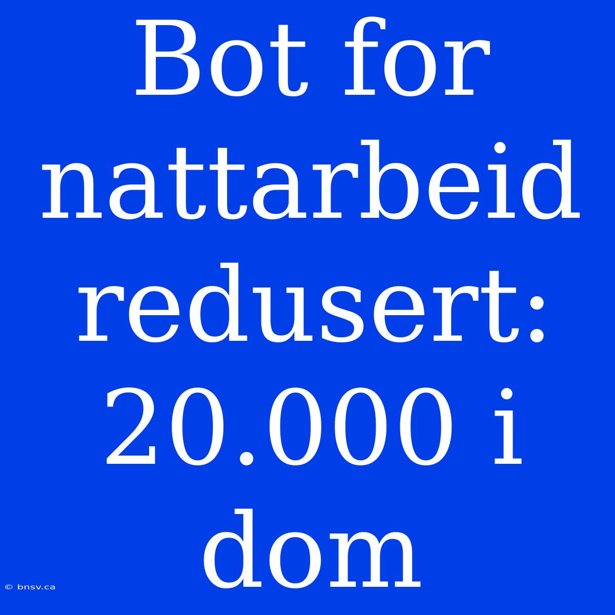 Bot For Nattarbeid Redusert: 20.000 I Dom