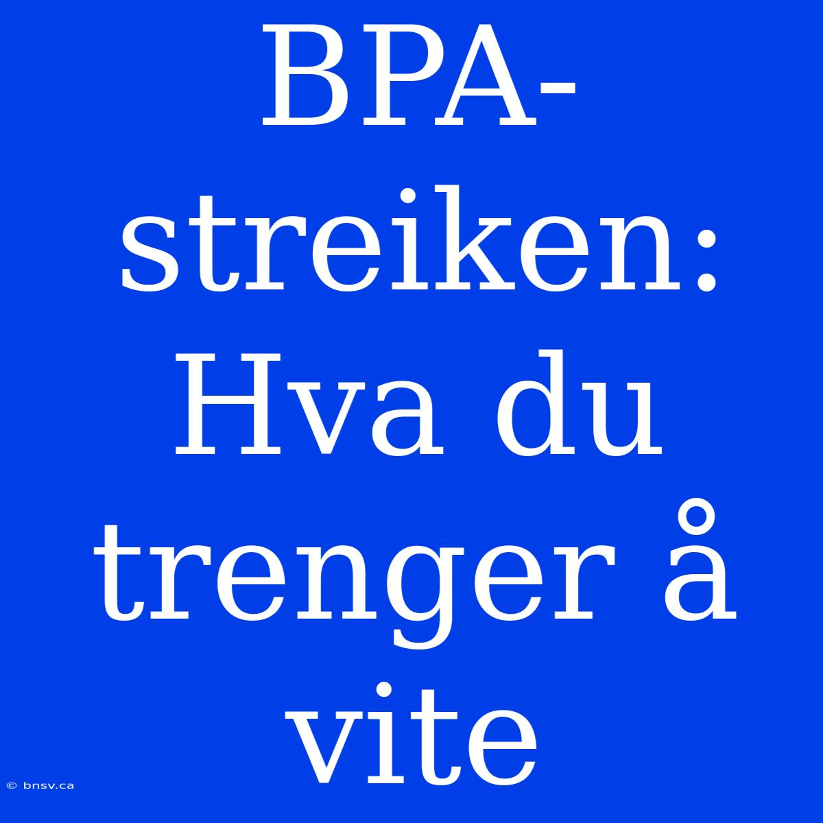 BPA-streiken: Hva Du Trenger Å Vite