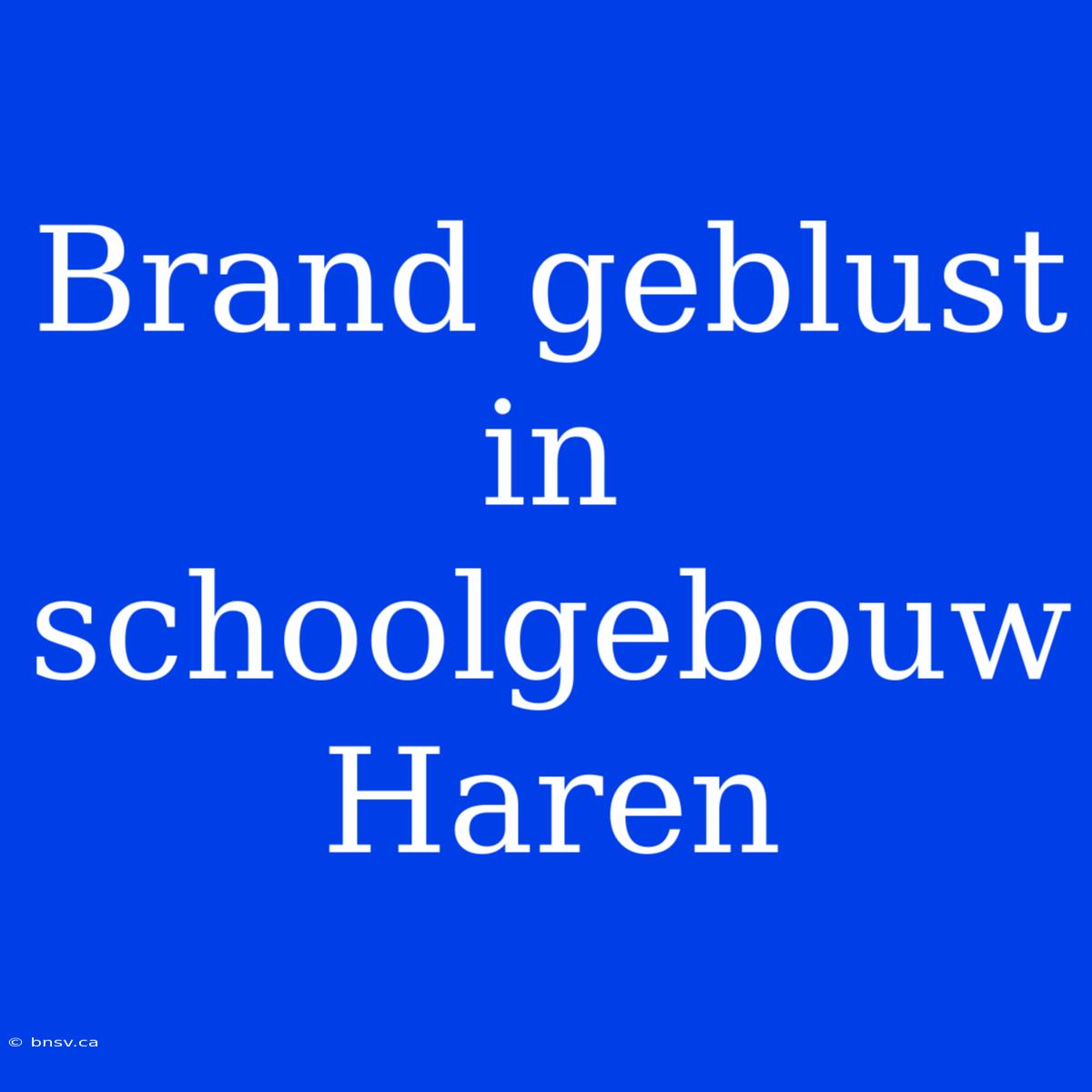 Brand Geblust In Schoolgebouw Haren