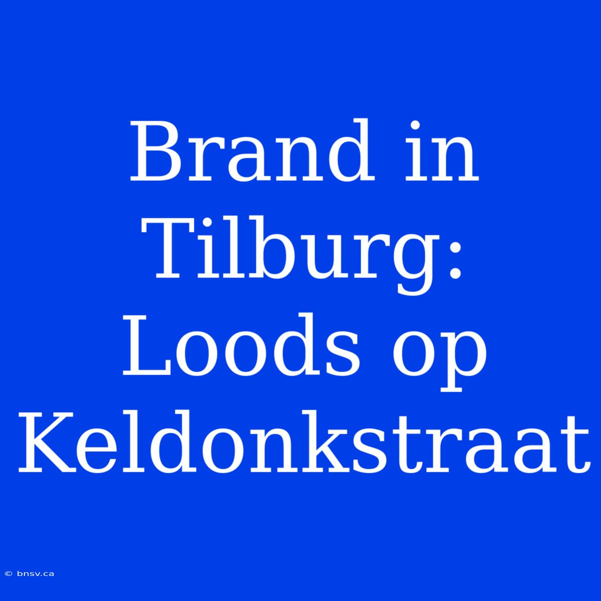 Brand In Tilburg: Loods Op Keldonkstraat