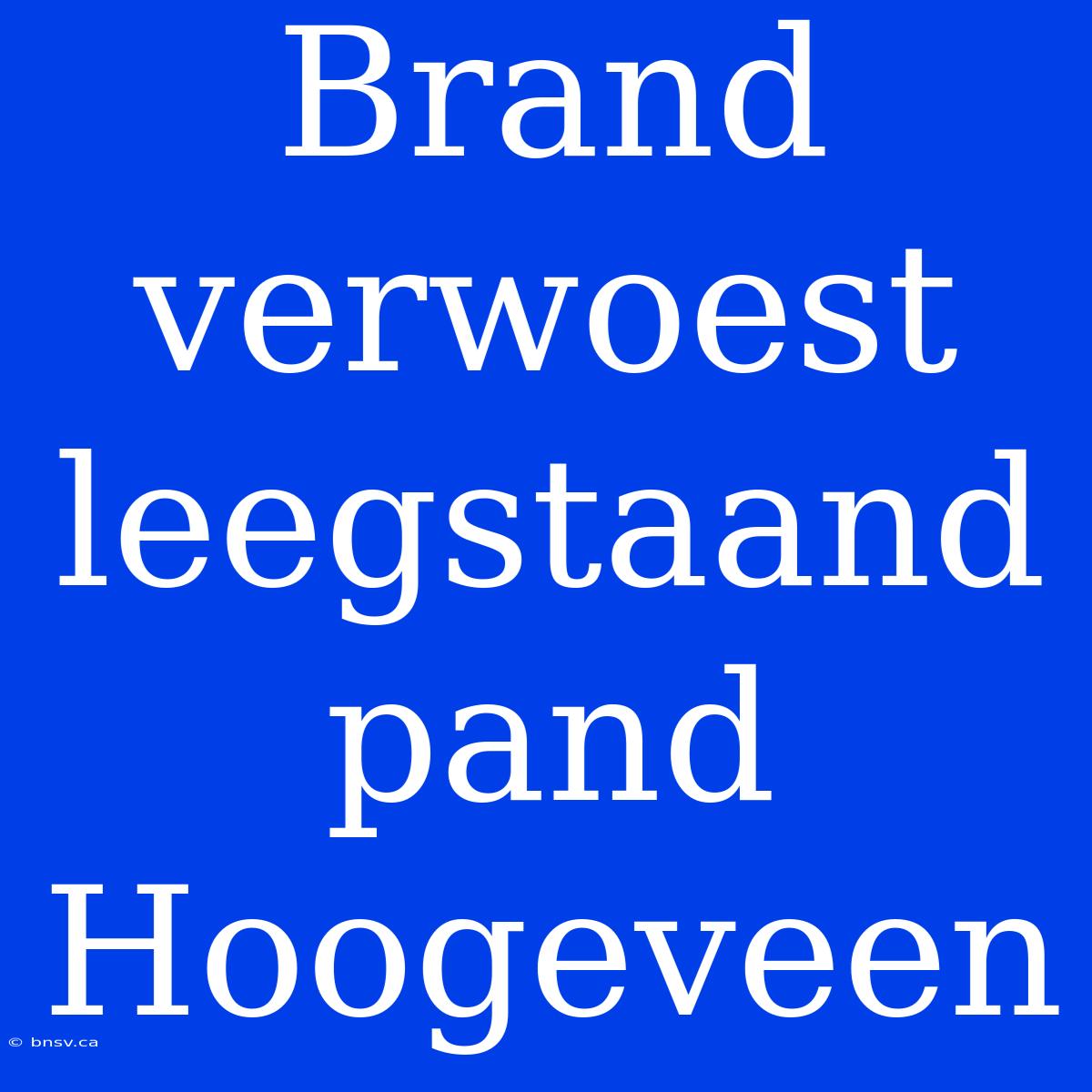 Brand Verwoest Leegstaand Pand Hoogeveen