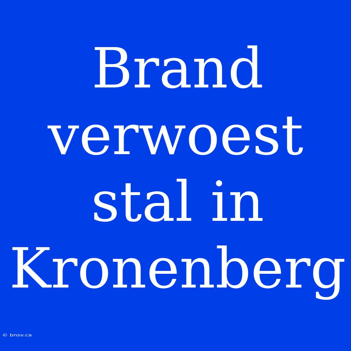 Brand Verwoest Stal In Kronenberg