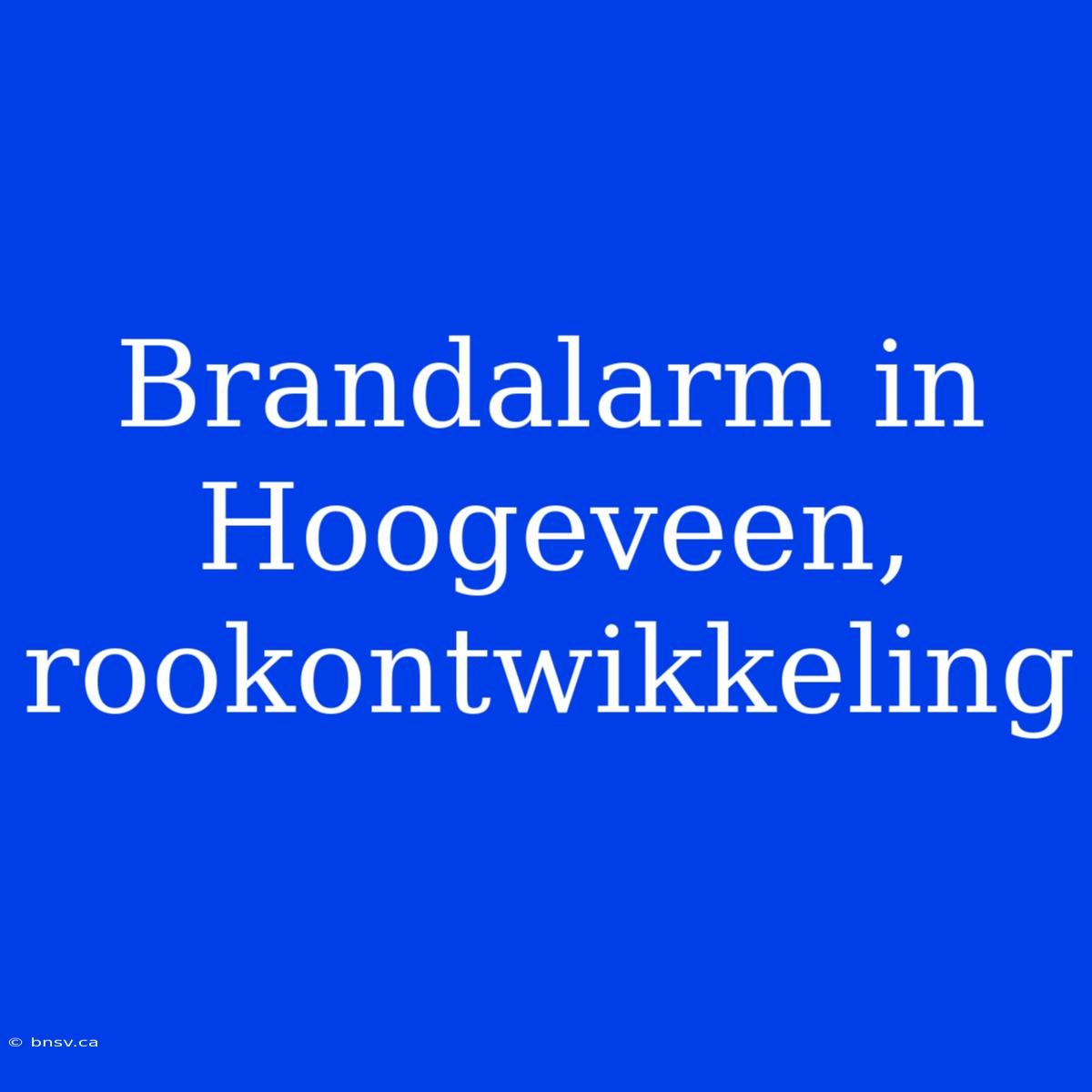 Brandalarm In Hoogeveen, Rookontwikkeling