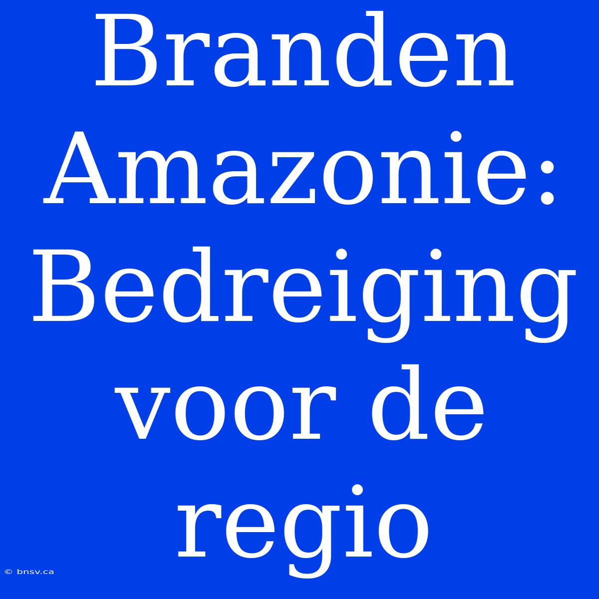 Branden Amazonie: Bedreiging Voor De Regio