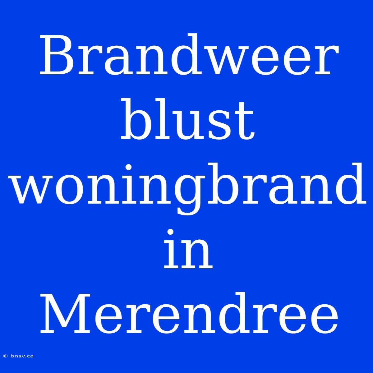 Brandweer Blust Woningbrand In Merendree