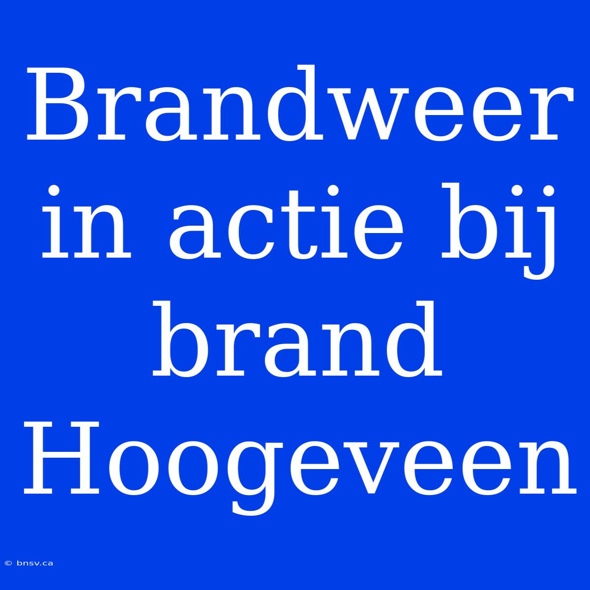 Brandweer In Actie Bij Brand Hoogeveen