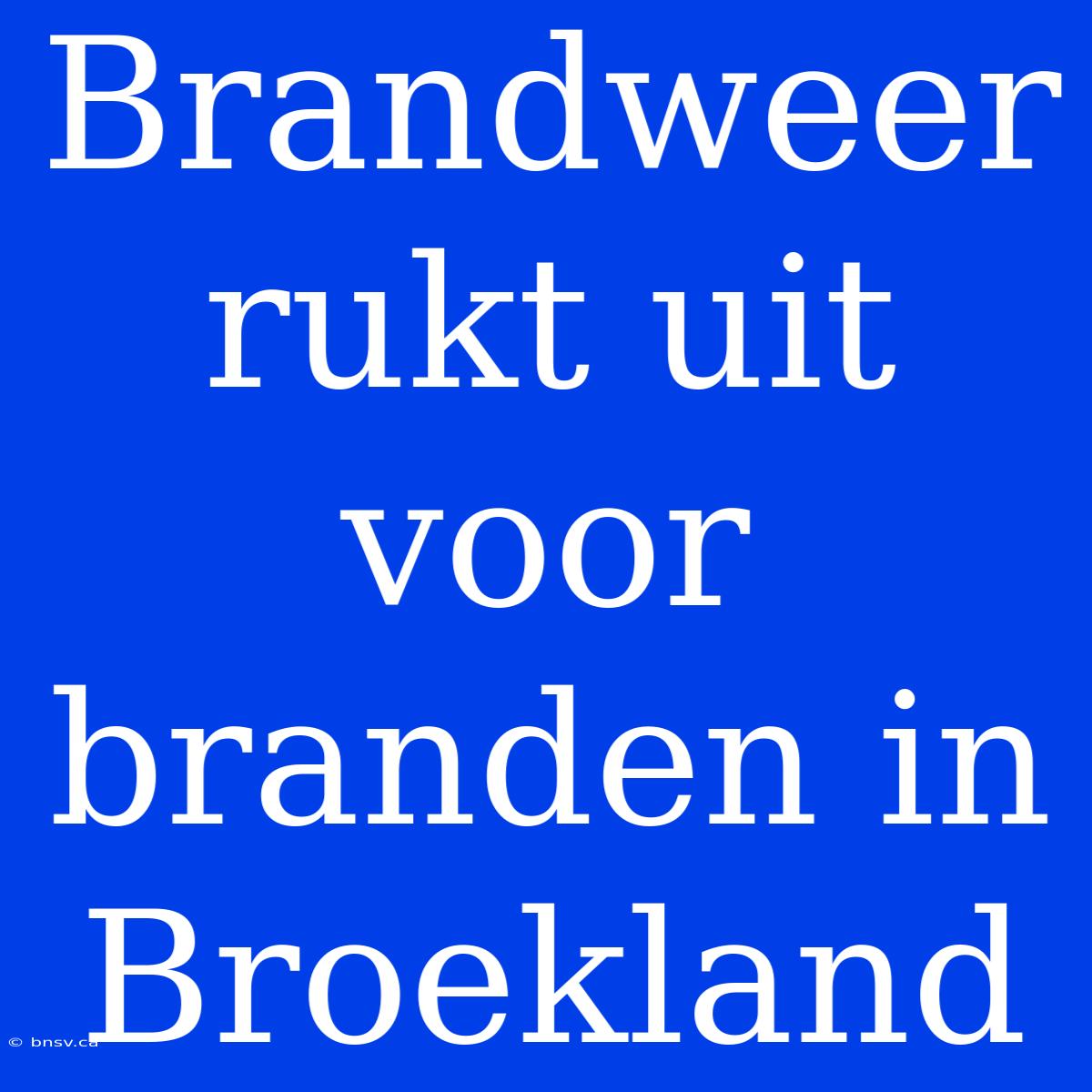 Brandweer Rukt Uit Voor Branden In Broekland