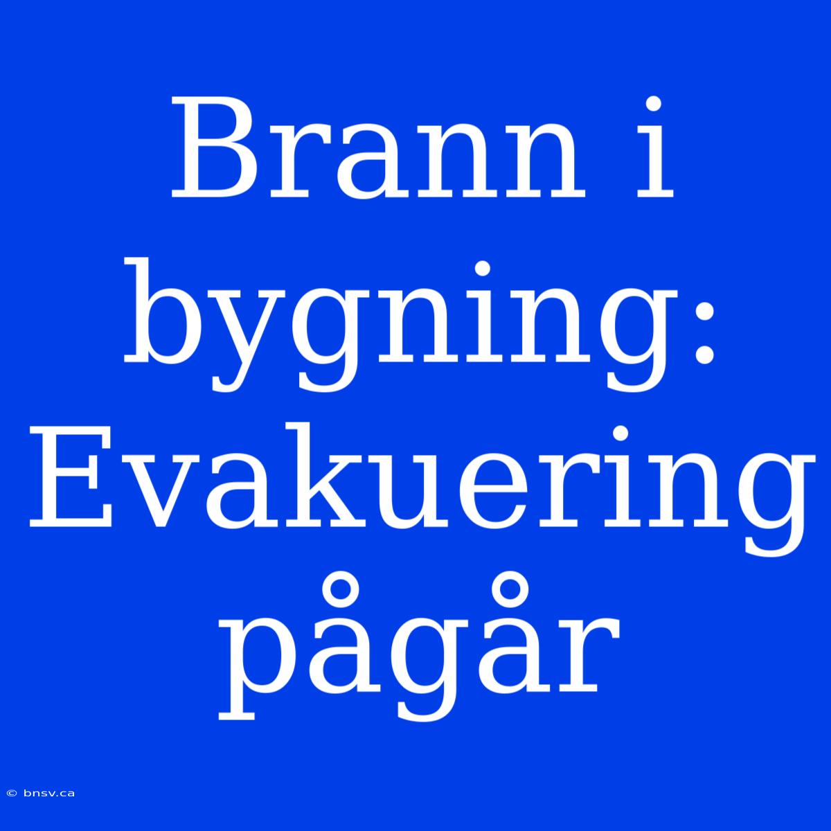 Brann I Bygning: Evakuering Pågår