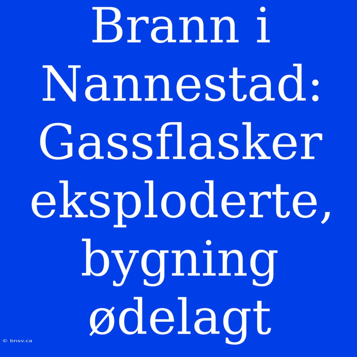 Brann I Nannestad: Gassflasker Eksploderte, Bygning Ødelagt