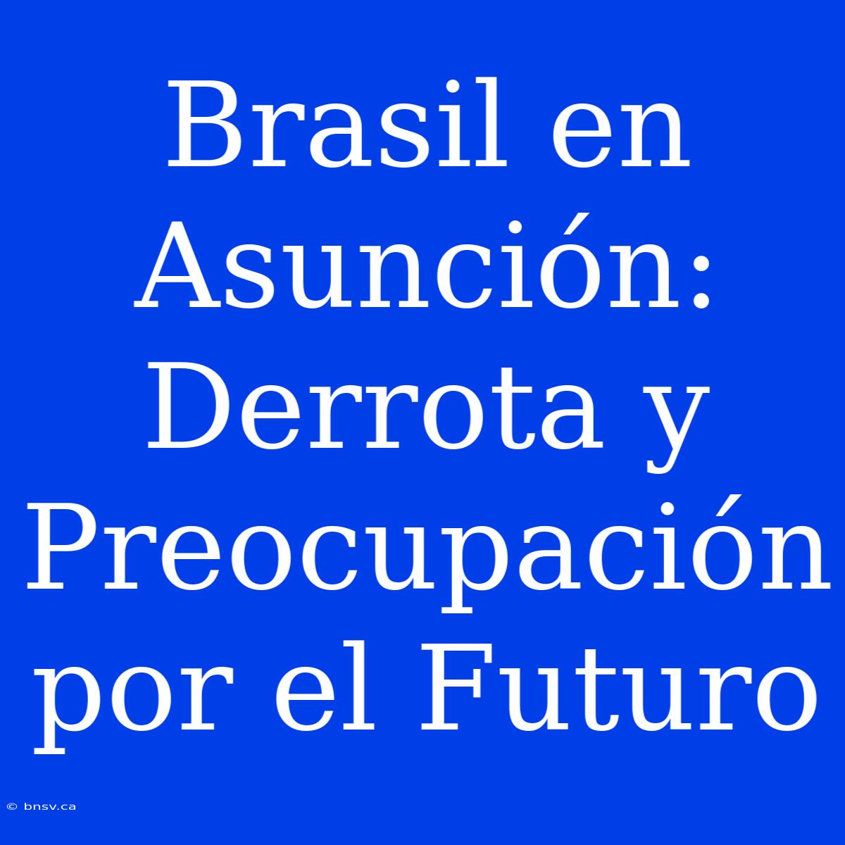 Brasil En Asunción: Derrota Y Preocupación Por El Futuro