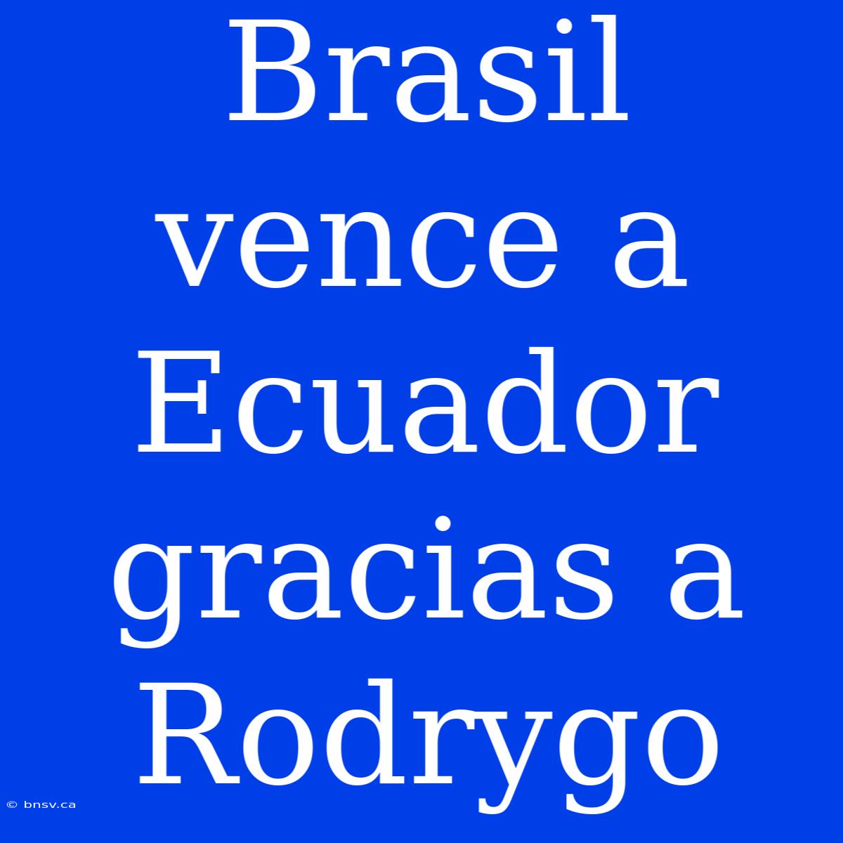 Brasil Vence A Ecuador Gracias A Rodrygo