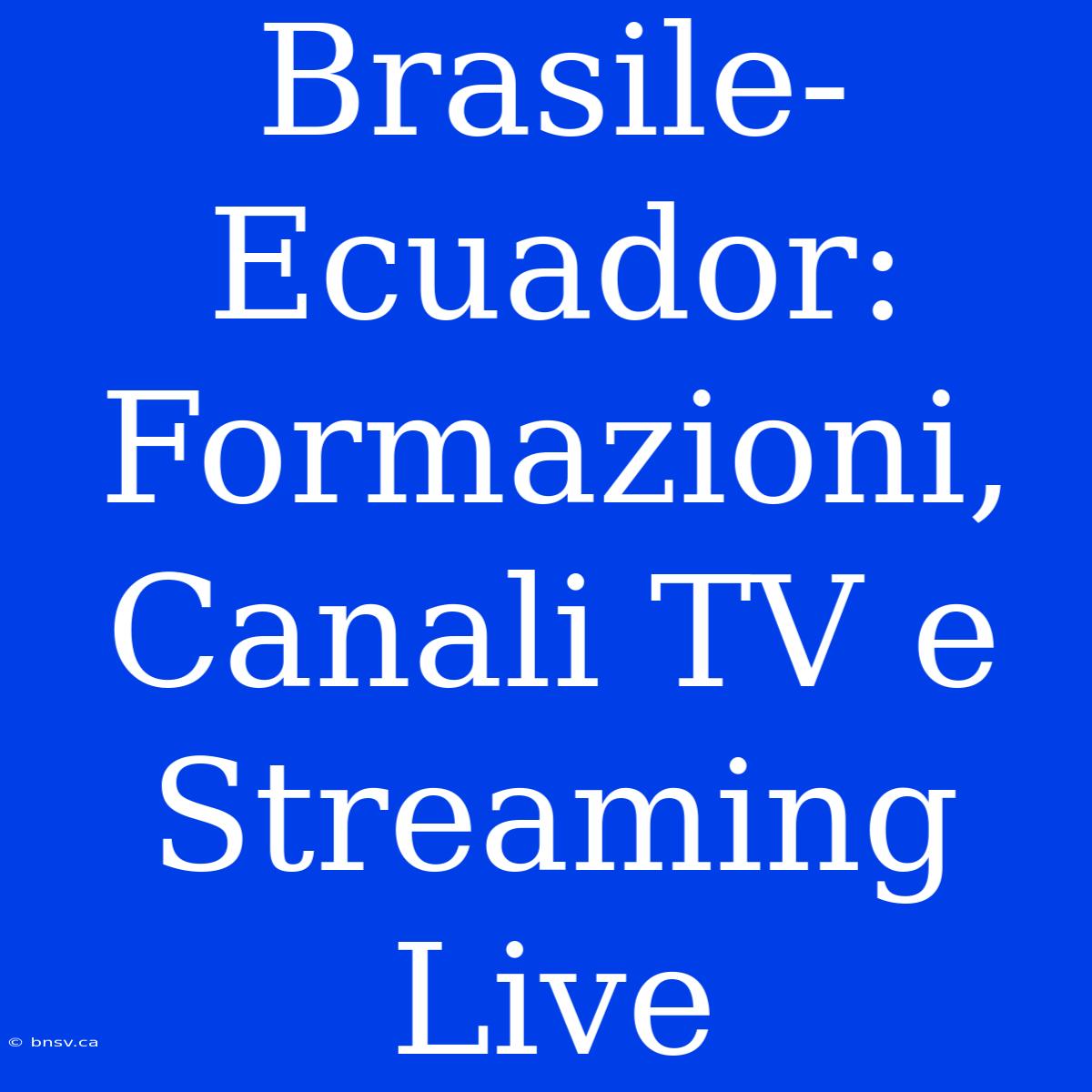 Brasile-Ecuador: Formazioni, Canali TV E Streaming Live