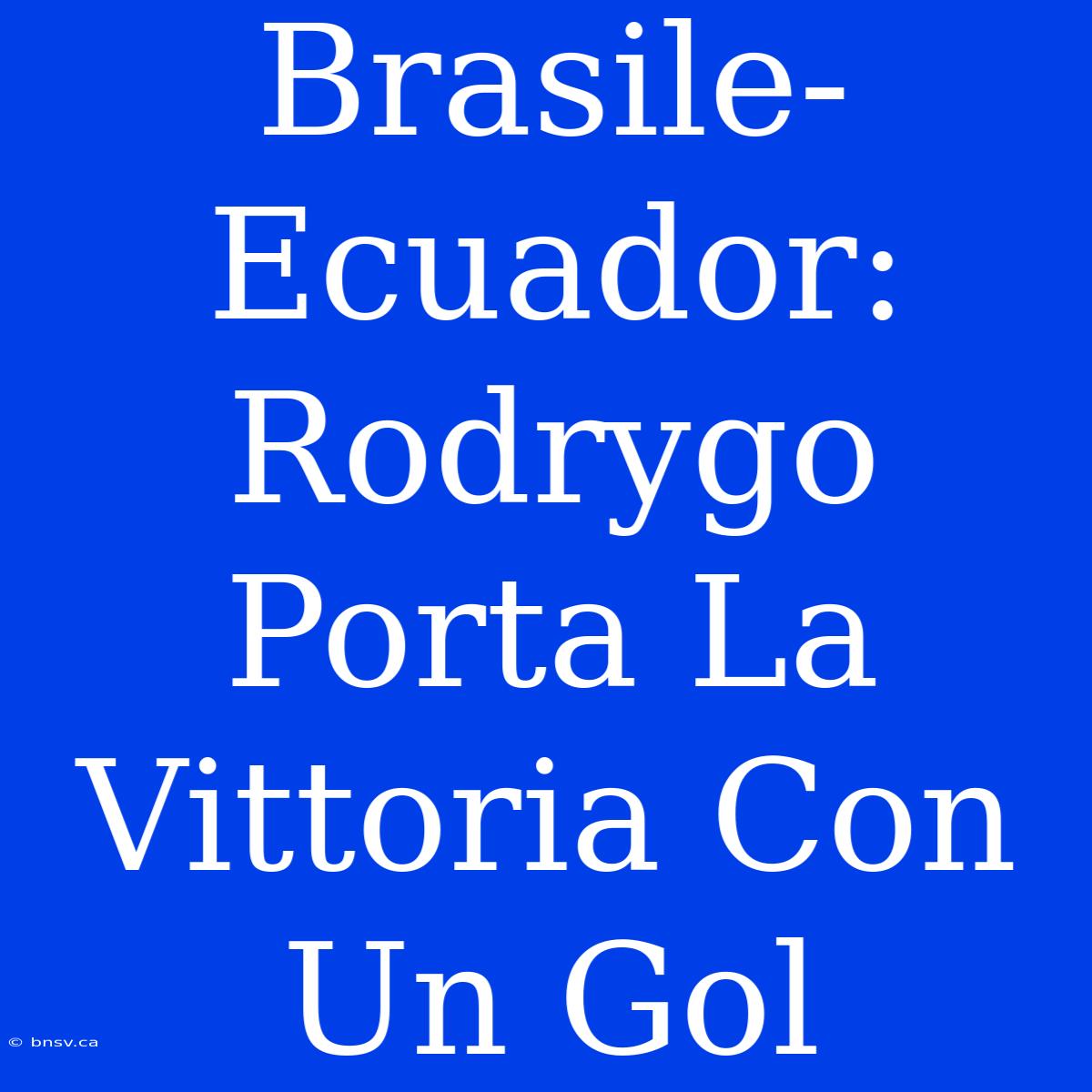 Brasile-Ecuador: Rodrygo Porta La Vittoria Con Un Gol