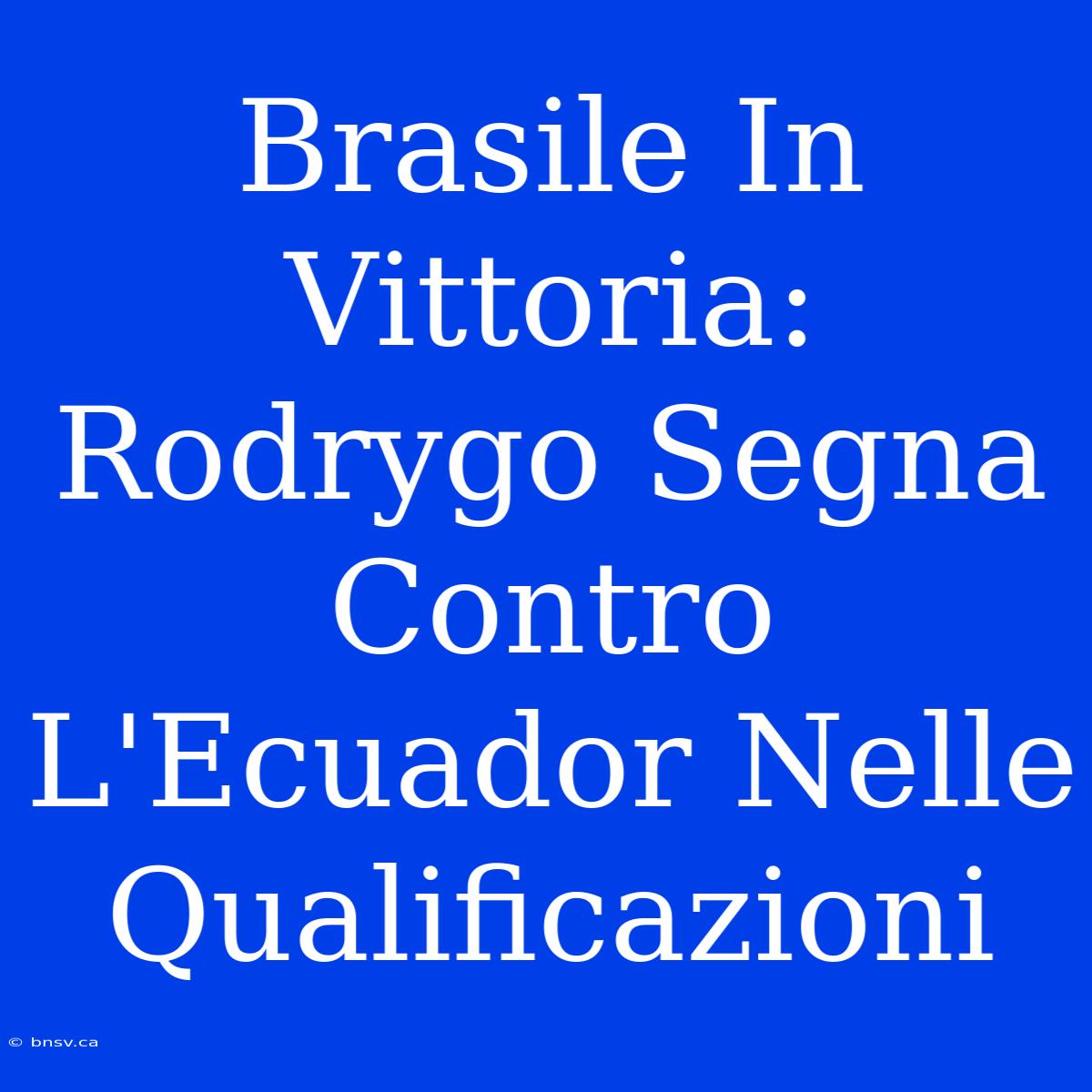 Brasile In Vittoria: Rodrygo Segna Contro L'Ecuador Nelle Qualificazioni