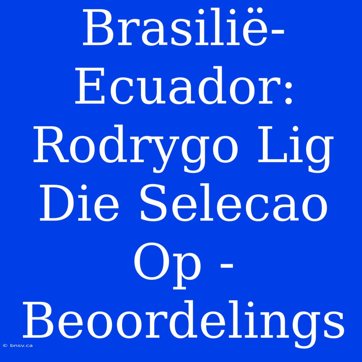 Brasilië-Ecuador: Rodrygo Lig Die Selecao Op - Beoordelings