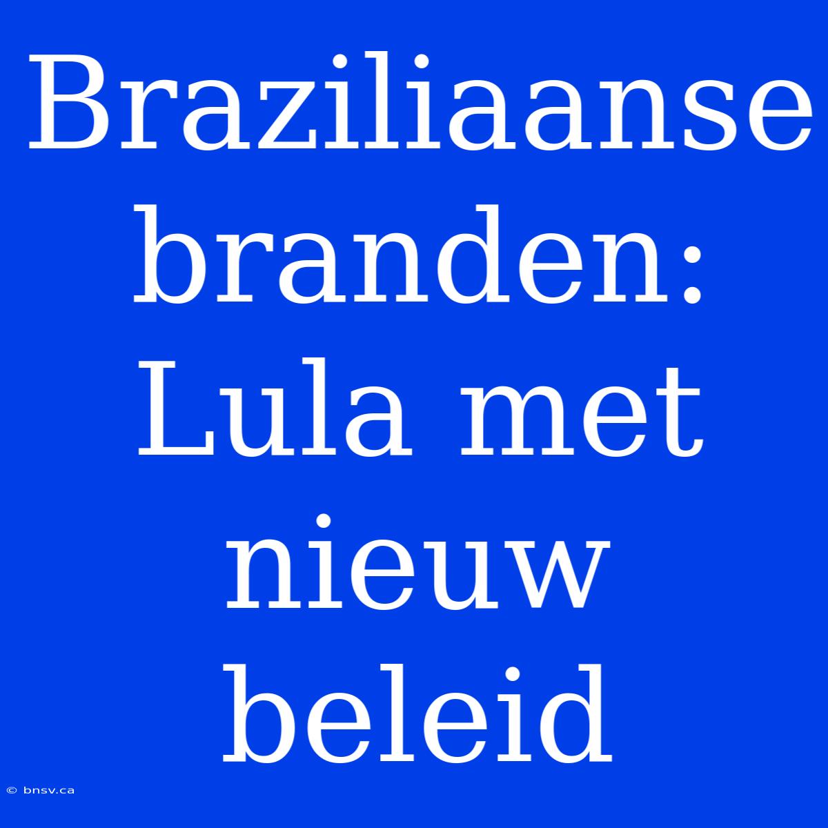 Braziliaanse Branden: Lula Met Nieuw Beleid