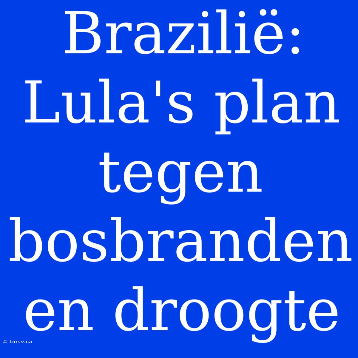 Brazilië: Lula's Plan Tegen Bosbranden En Droogte