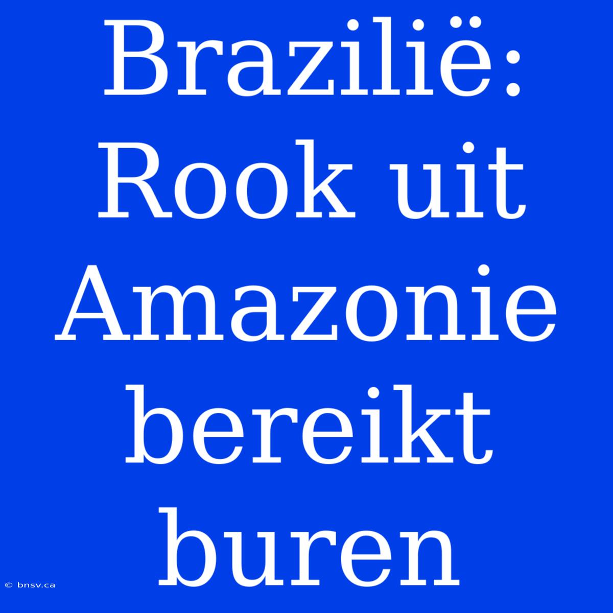 Brazilië: Rook Uit Amazonie Bereikt Buren