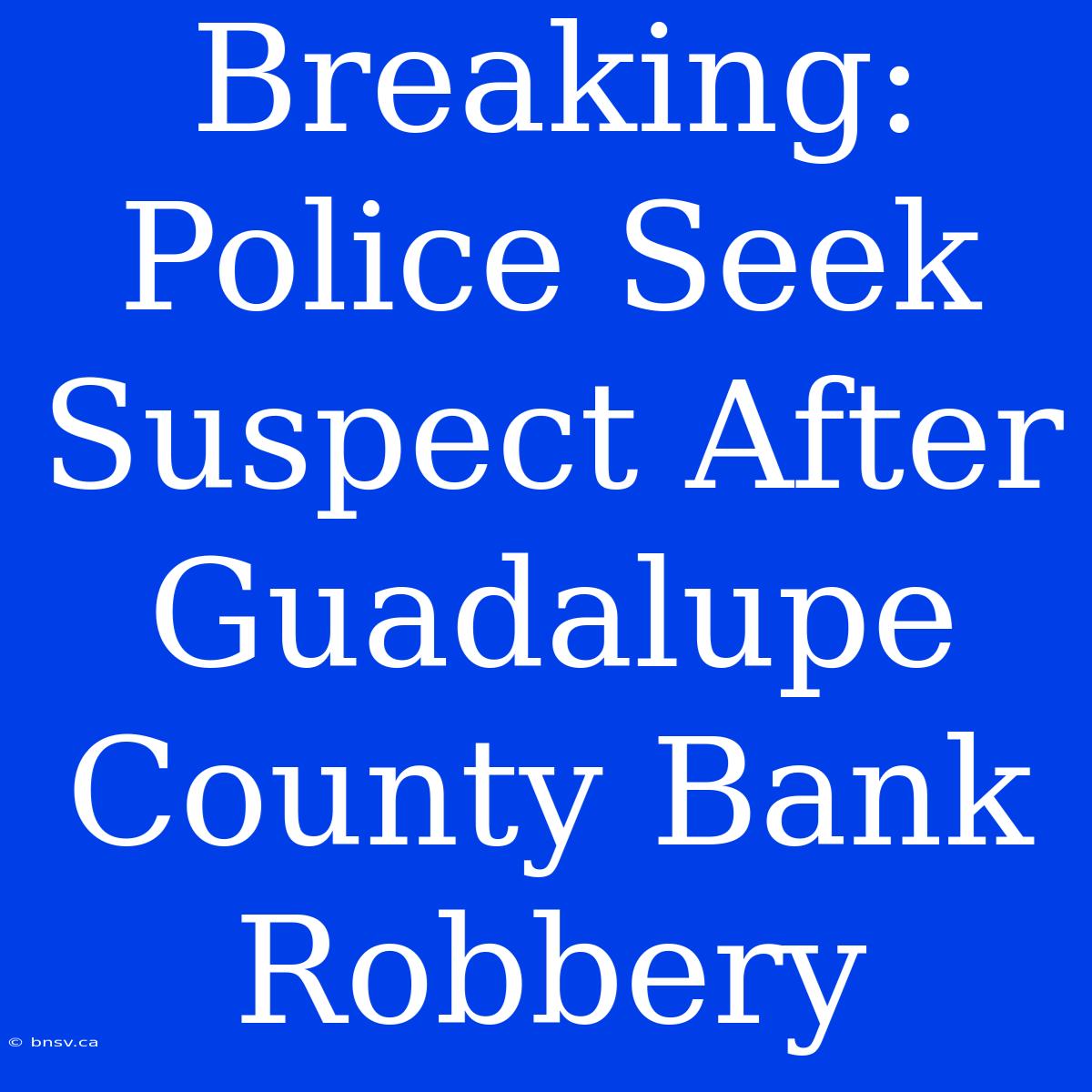 Breaking: Police Seek Suspect After Guadalupe County Bank Robbery