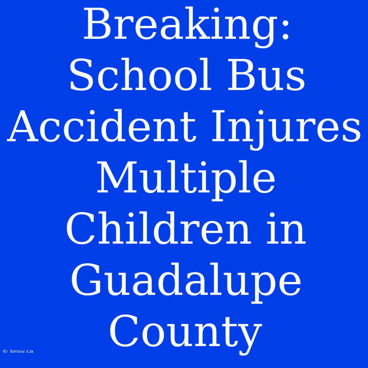 Breaking: School Bus Accident Injures Multiple Children In Guadalupe County