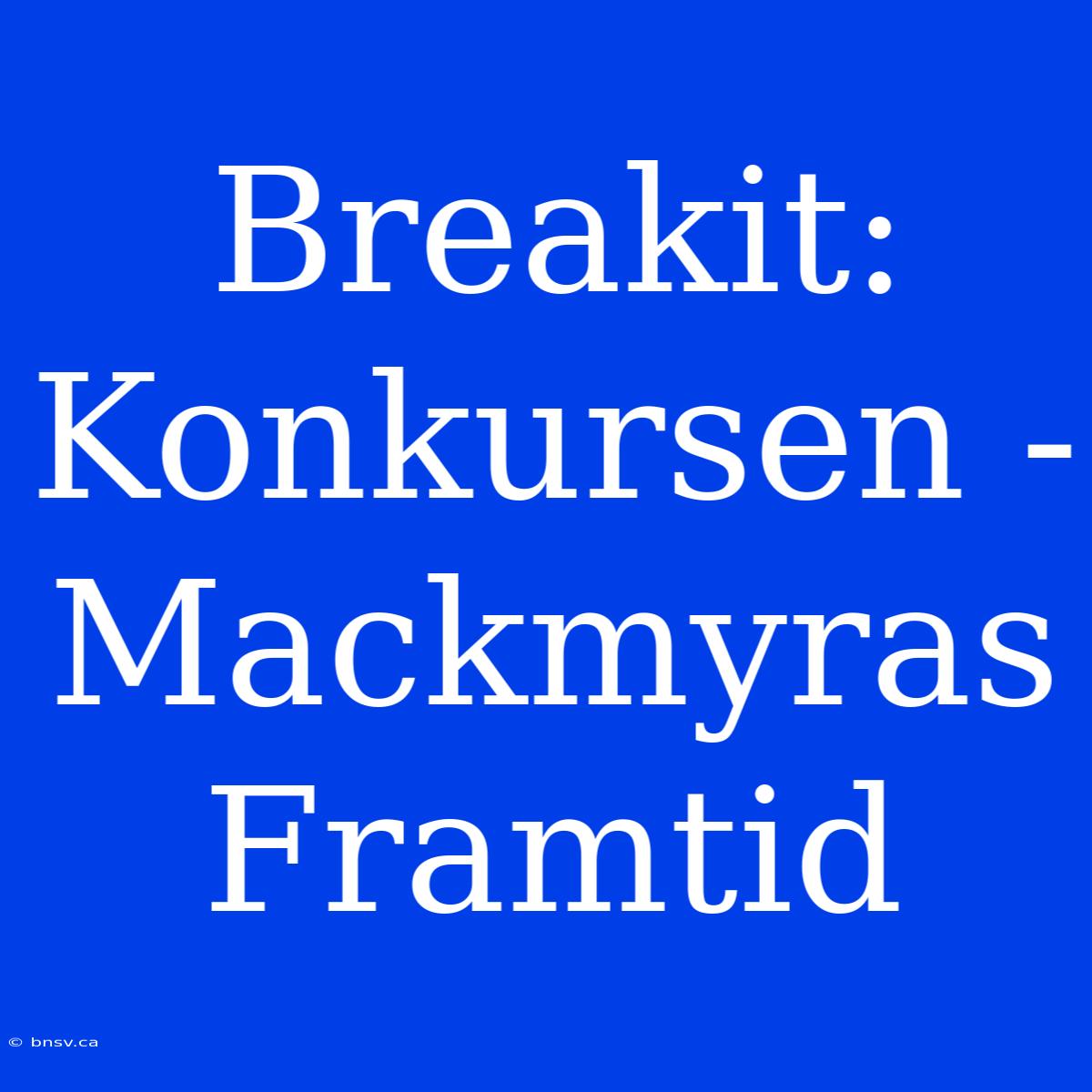 Breakit: Konkursen - Mackmyras Framtid