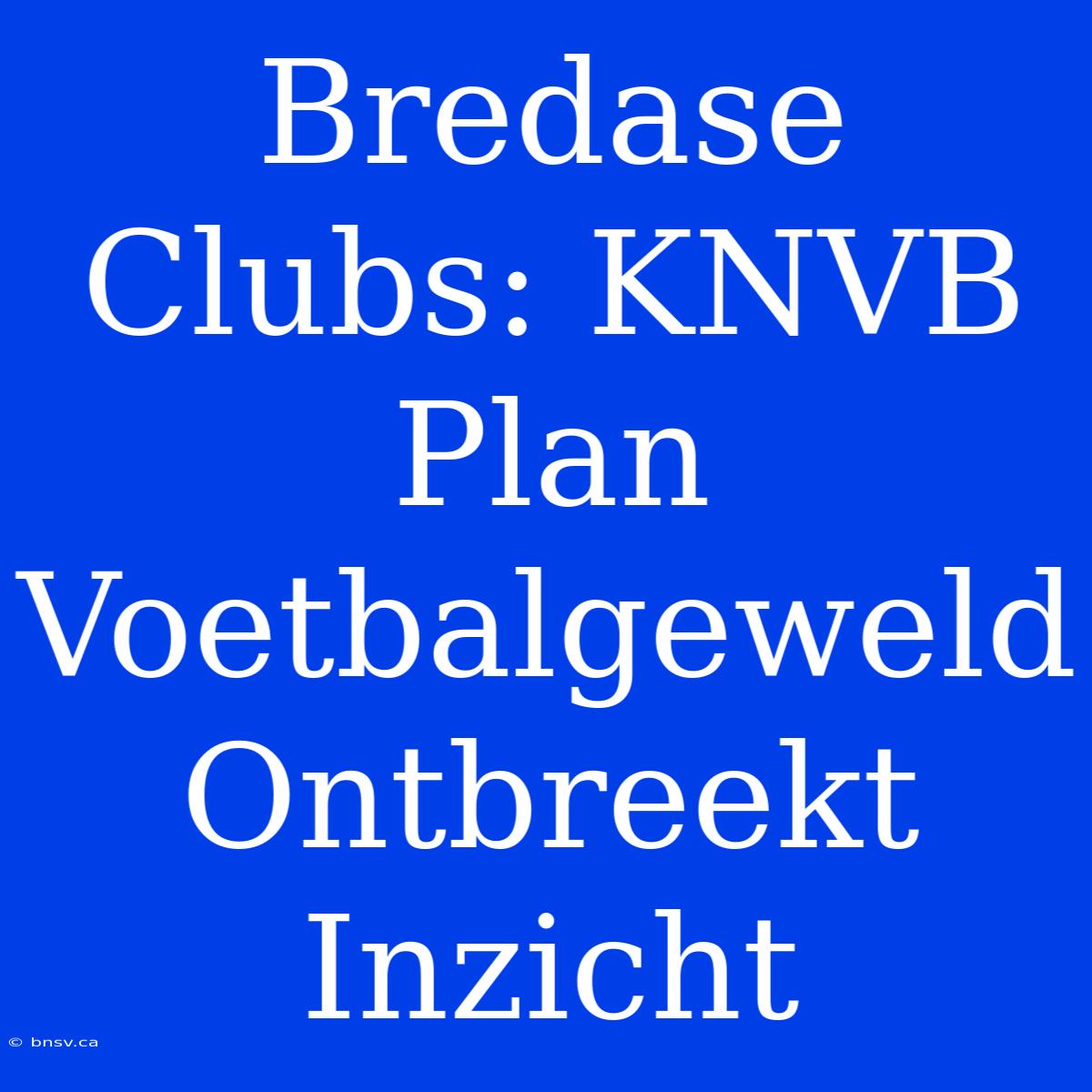 Bredase Clubs: KNVB Plan Voetbalgeweld Ontbreekt Inzicht