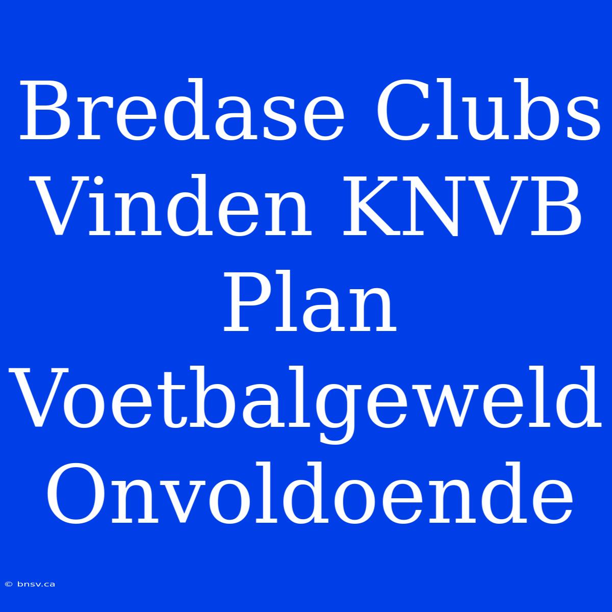 Bredase Clubs Vinden KNVB Plan Voetbalgeweld Onvoldoende