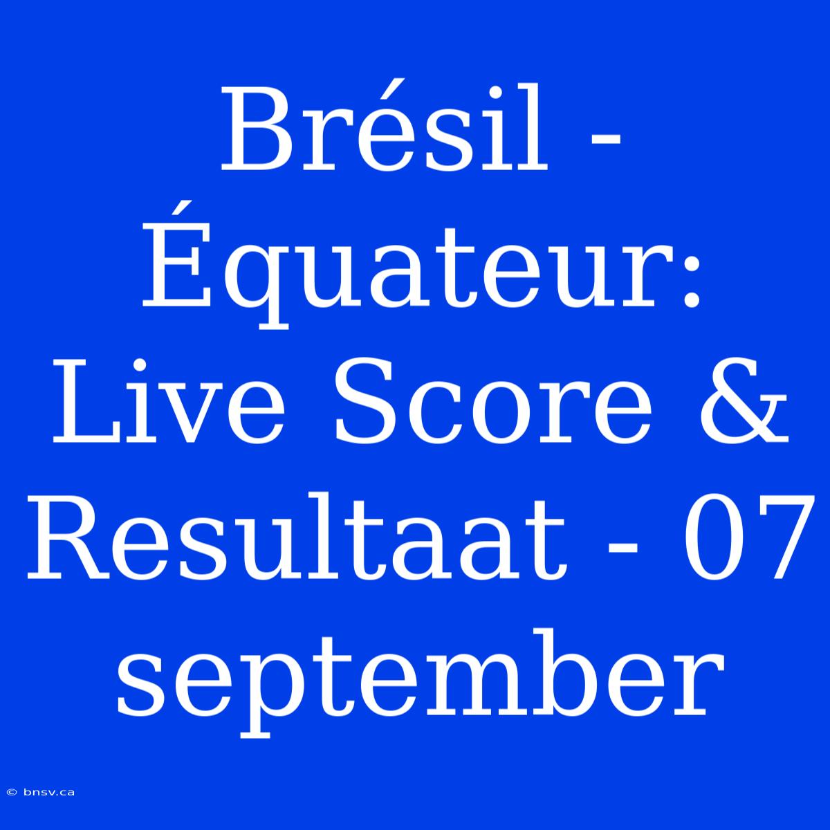 Brésil - Équateur: Live Score & Resultaat - 07 September