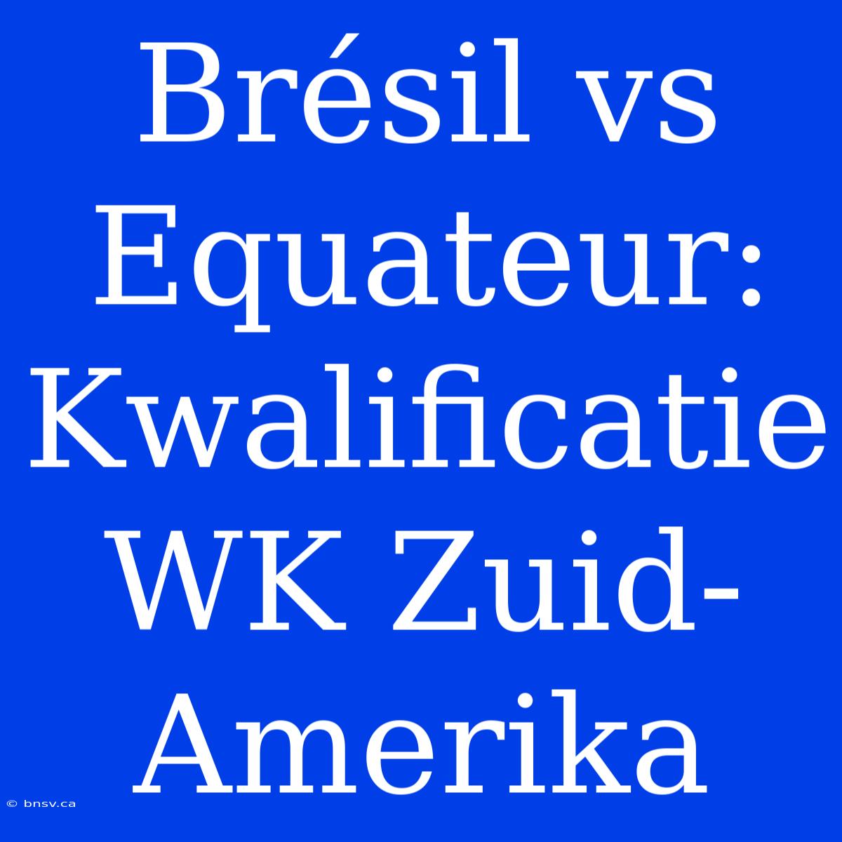 Brésil Vs Equateur: Kwalificatie WK Zuid-Amerika