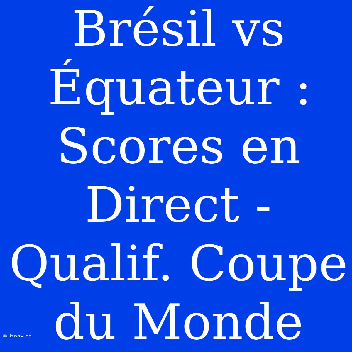 Brésil Vs Équateur : Scores En Direct - Qualif. Coupe Du Monde