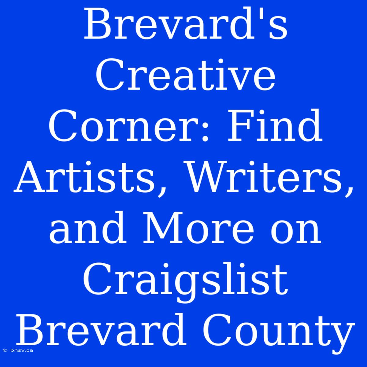 Brevard's Creative Corner: Find Artists, Writers, And More On Craigslist Brevard County