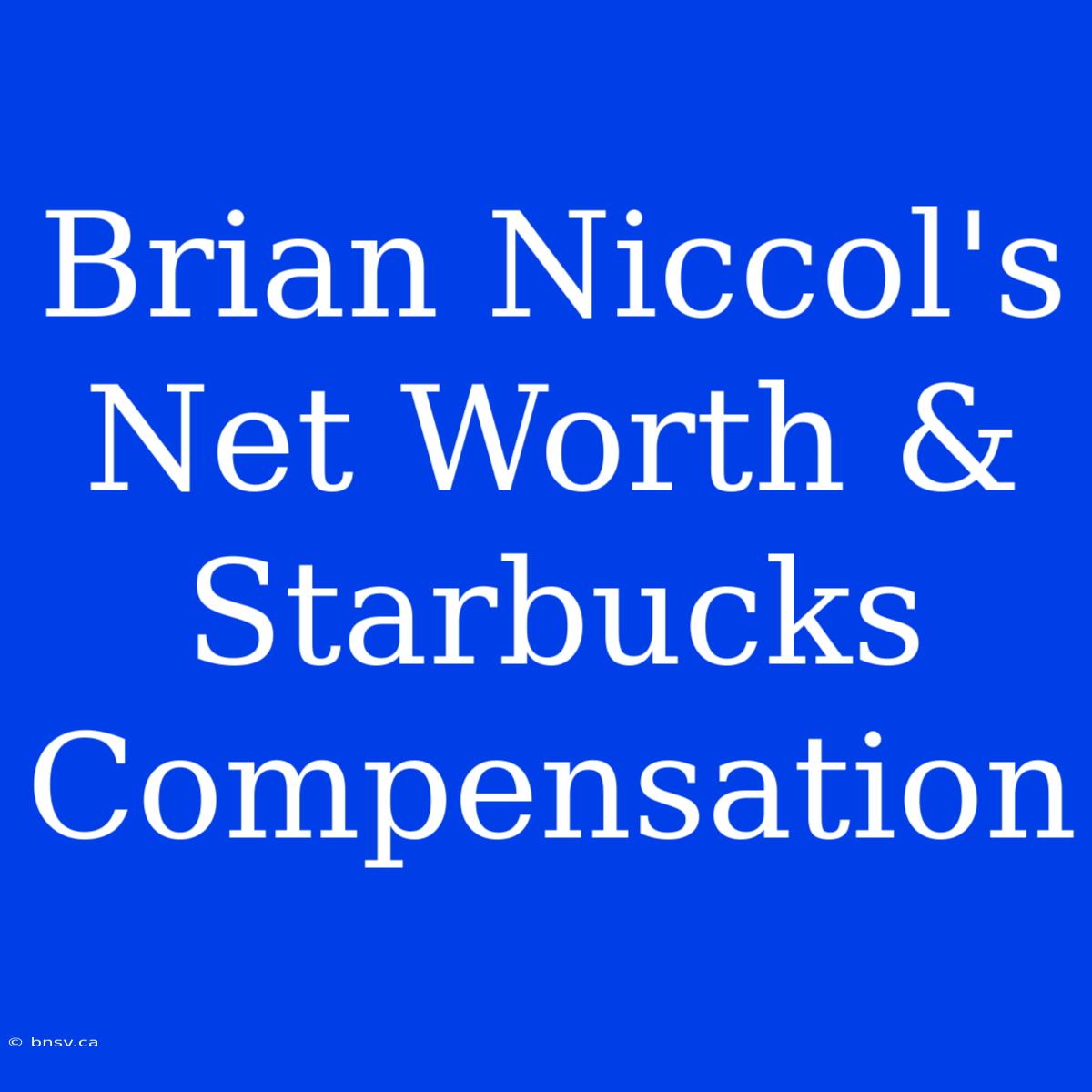 Brian Niccol's Net Worth & Starbucks Compensation