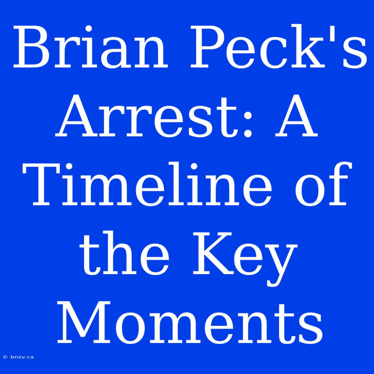 Brian Peck's Arrest: A Timeline Of The Key Moments