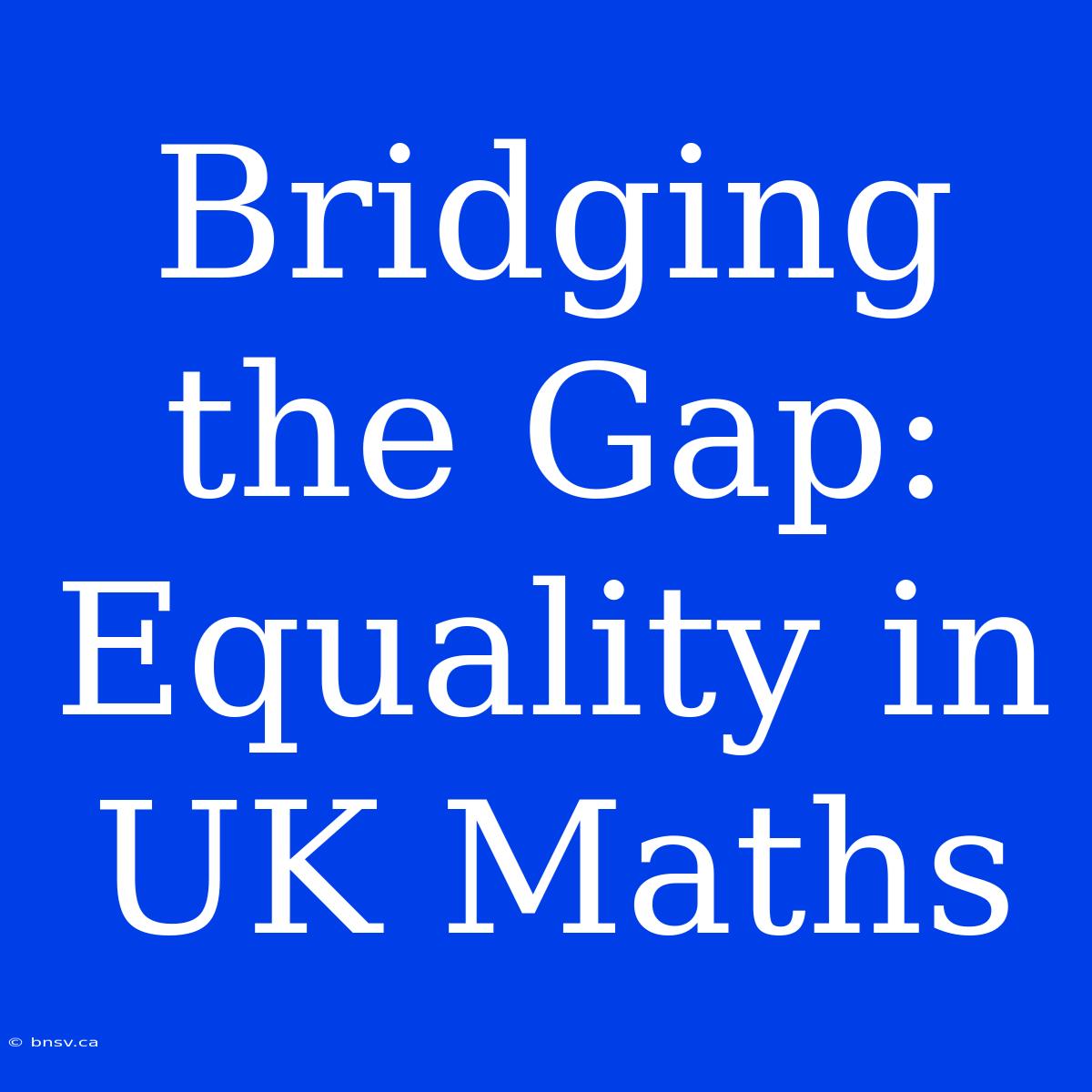 Bridging The Gap: Equality In UK Maths