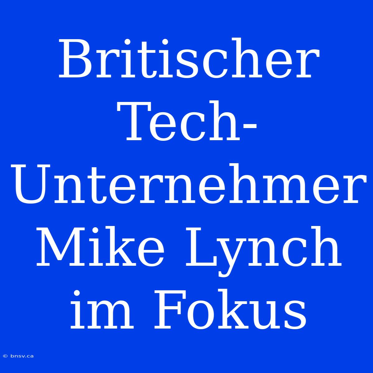 Britischer Tech-Unternehmer Mike Lynch Im Fokus